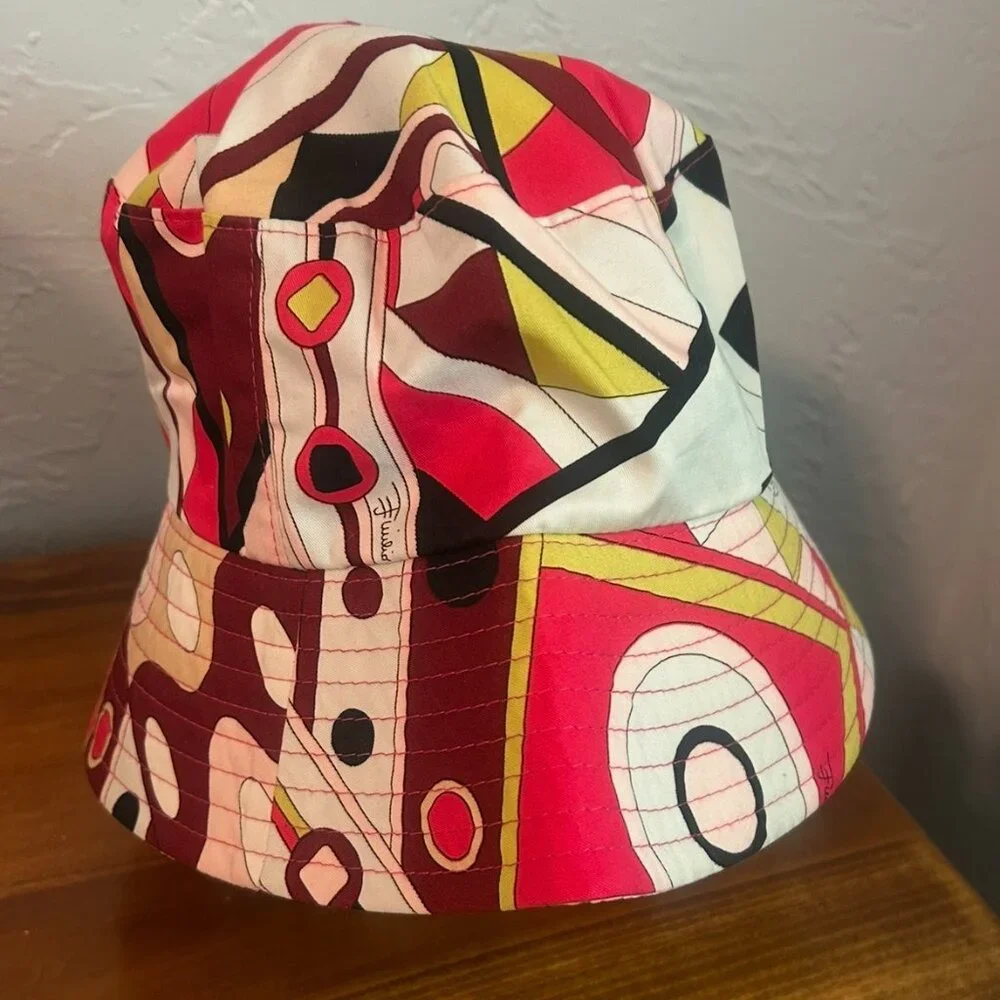 Emilio Pucci Multicolor Pink Red Yellow Patterned Bucket Hat